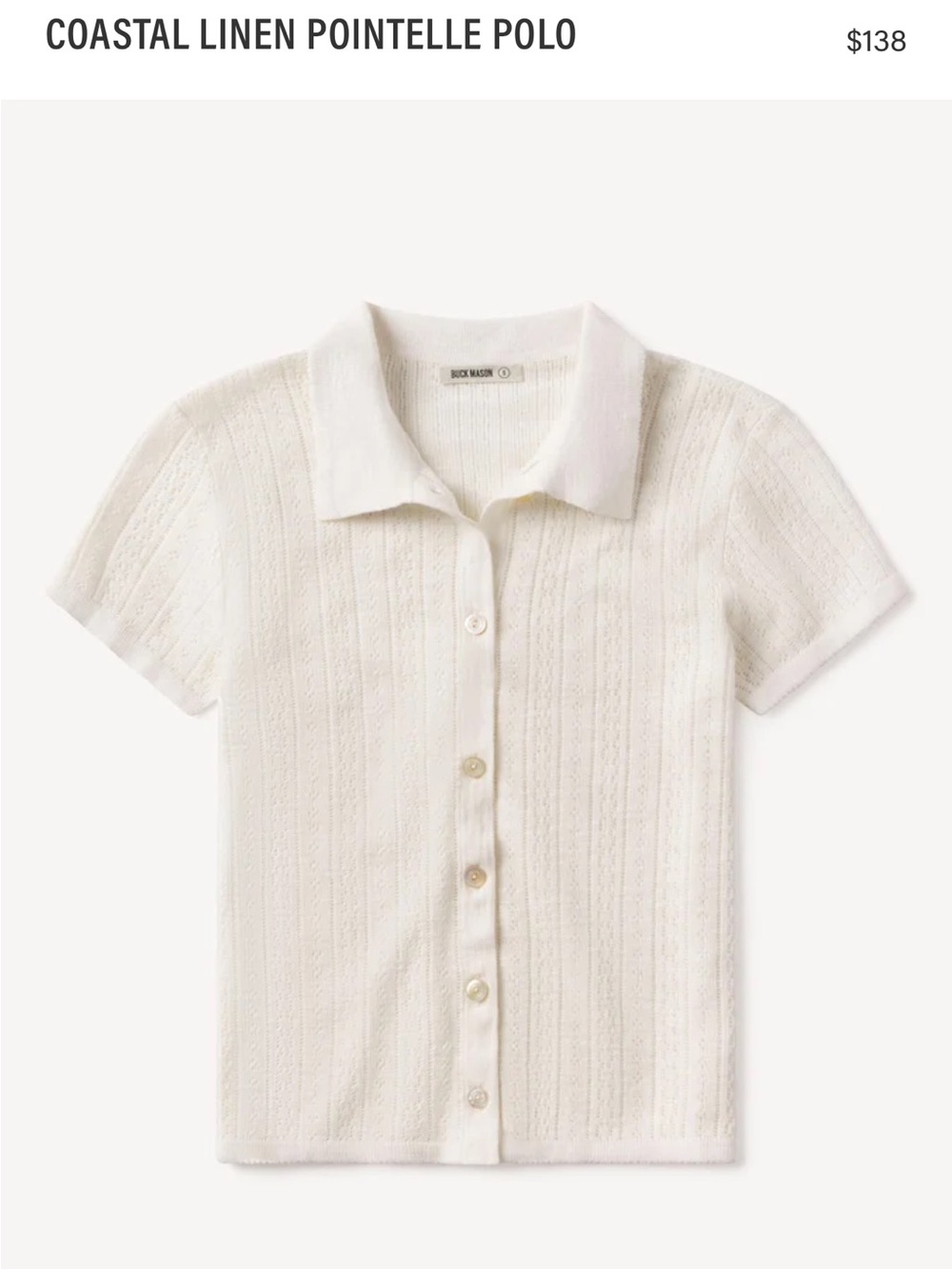 Buck Mason COASTAL LINEN POINTELLE POLO